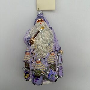 2006 Patricia Breen Painterly Santa Floral 6" Ornament CATZ Event Purple